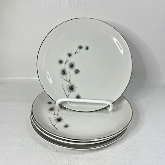 Creative China Atomic Bread Plate Set 4 Replacement Platinum Starburst MCM Vtg - Picture 1 of 5